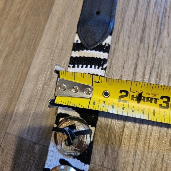 Express Compagnie Internationale Leather Corduroy Belt Size S Black White - Picture 10 of 14